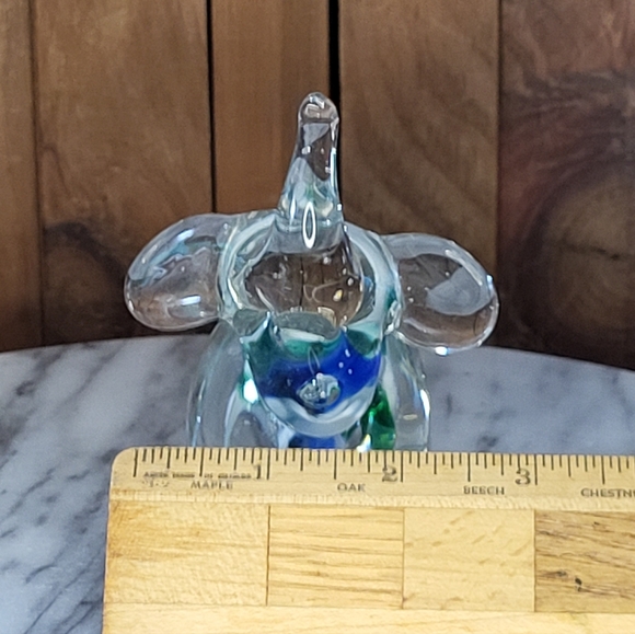 Glass Elephant Figurine with Blue and Green Accents - Picture 6 of 13